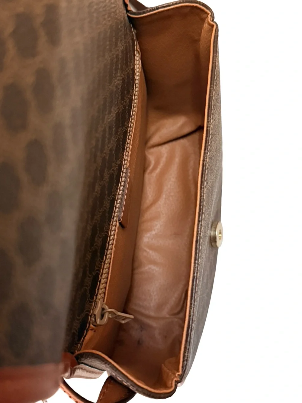 Vintage Celine Macadam Crossbody Brown PVC Leather Shoulder Bag with Back Pocket - Picture 9 of 16